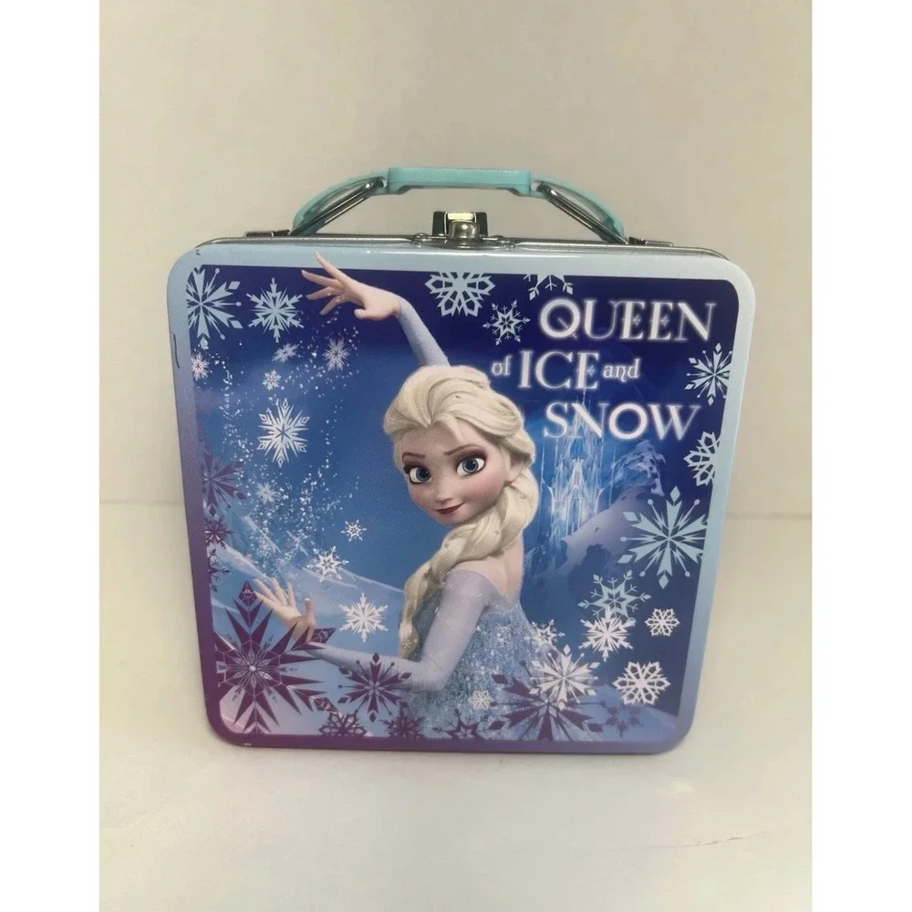 Disney Frozen Elsa Queen of Ice and Snow Metal Tin Lunch Box Blue 6 Inch